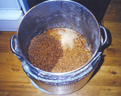 The first decoction back in mash